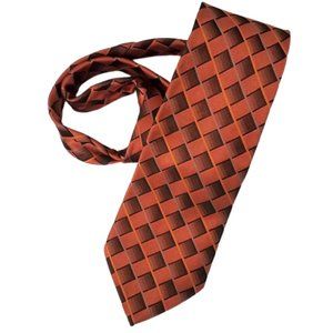 Palatina Rust Orange Men's Tie With Squares - 100 Imported Silk